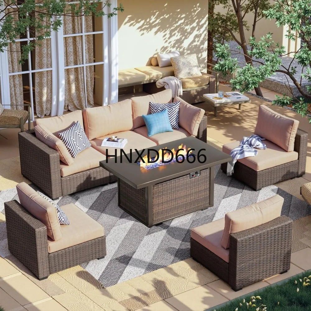 Outdoor Furniture Fire Pit Set - 7 Parçalı Bahçe Mobilya Seti, Ateş