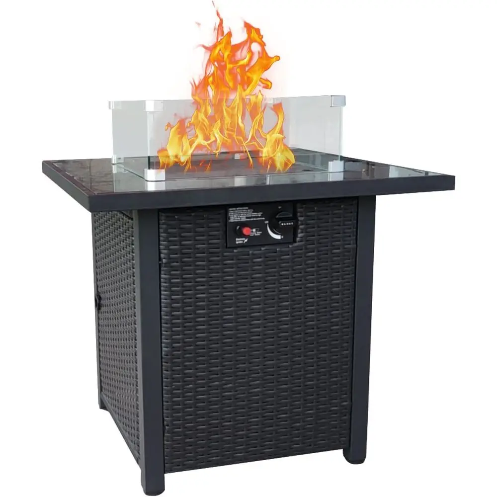 Outdoor Furniture Fire Pit Set - Hasır Dış Mekan Veranda Mobilya Seti,