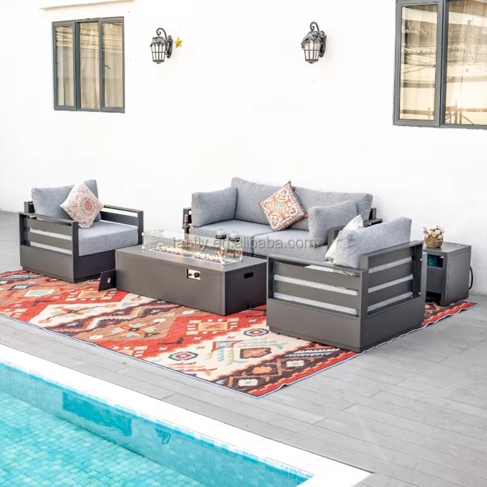 Outdoor Furniture Fire Pit Set - Villa Otel Dış Mekan Mobilya Seti