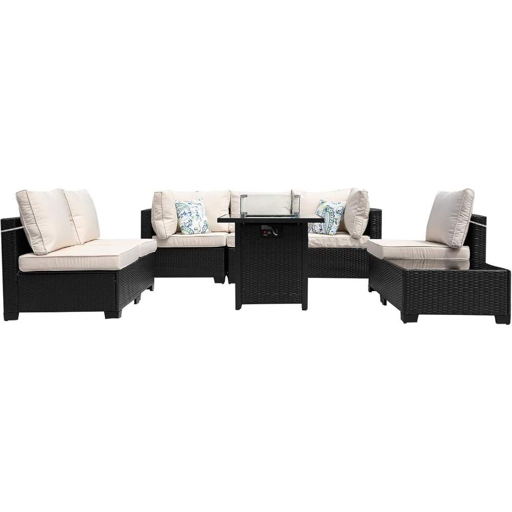 8 Parça Veranda Mobilyası Ratt - Outdoor Furniture Fire Pit Set incelemesi ve fiyatı