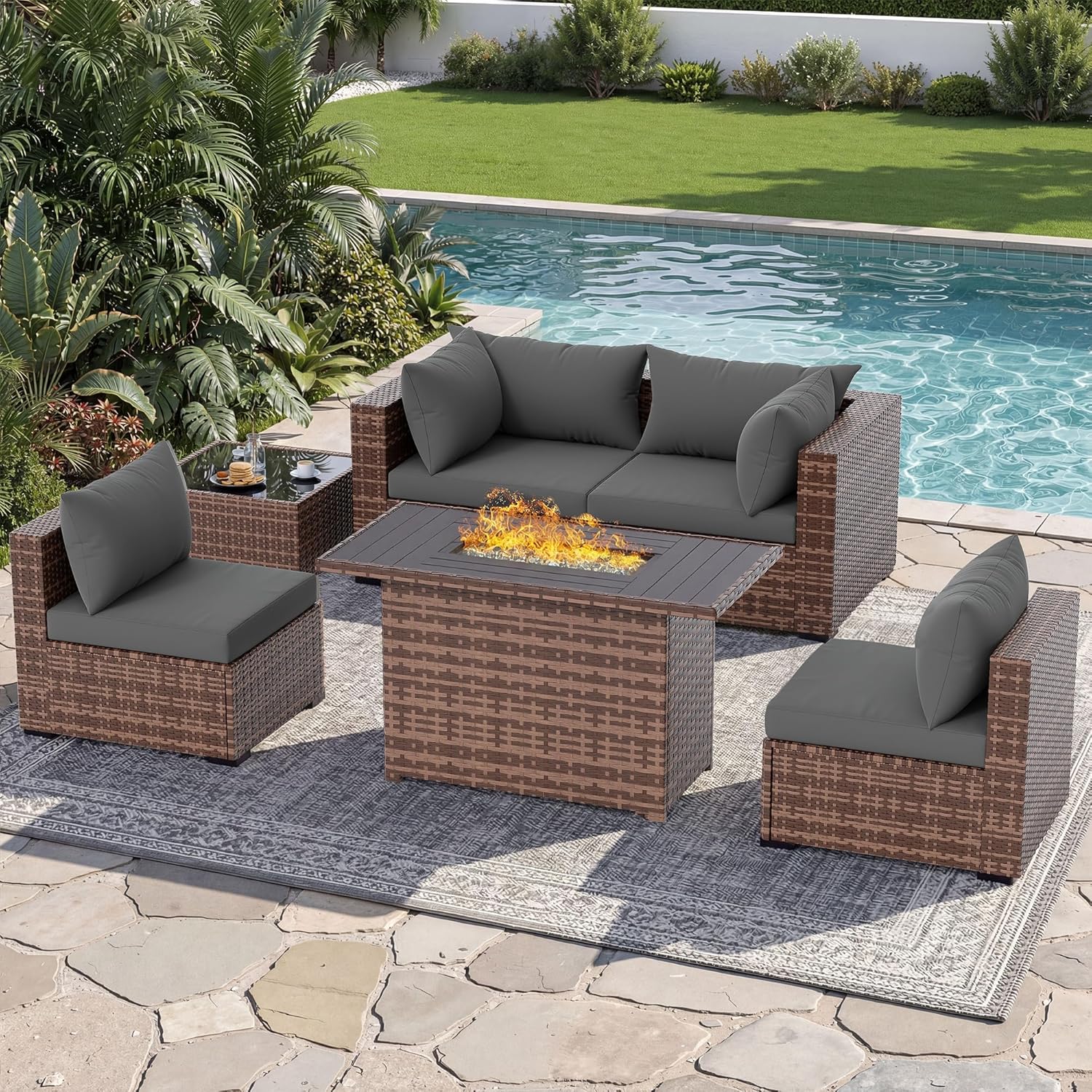 5 Parçalı Açık Hava Köşe Koltu - Outdoor Furniture Fire Pit Set incelemesi ve fiyatı