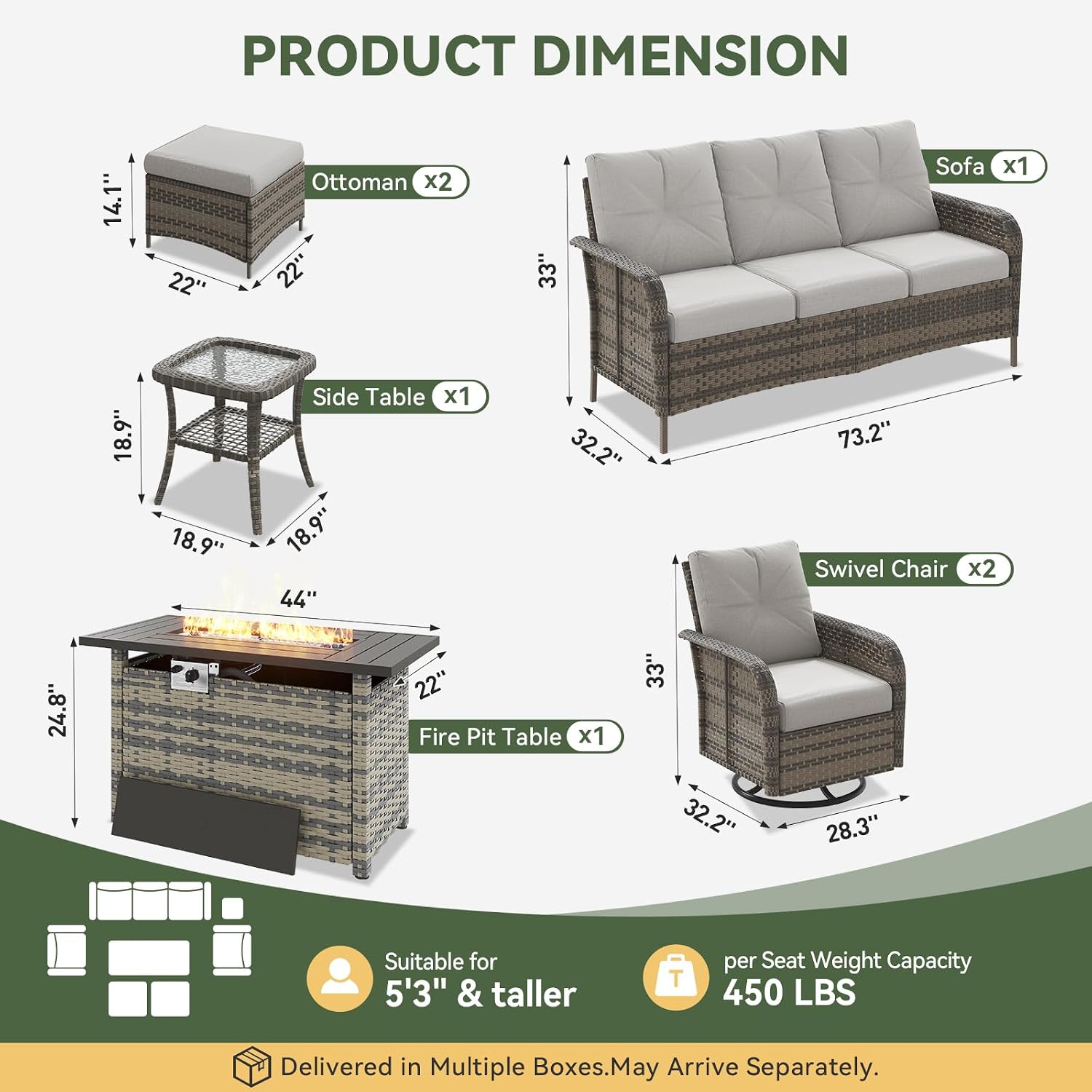 7 Parçalı Hasır Veranda Takımı - Outdoor Furniture Fire Pit Set incelemesi ve fiyatı