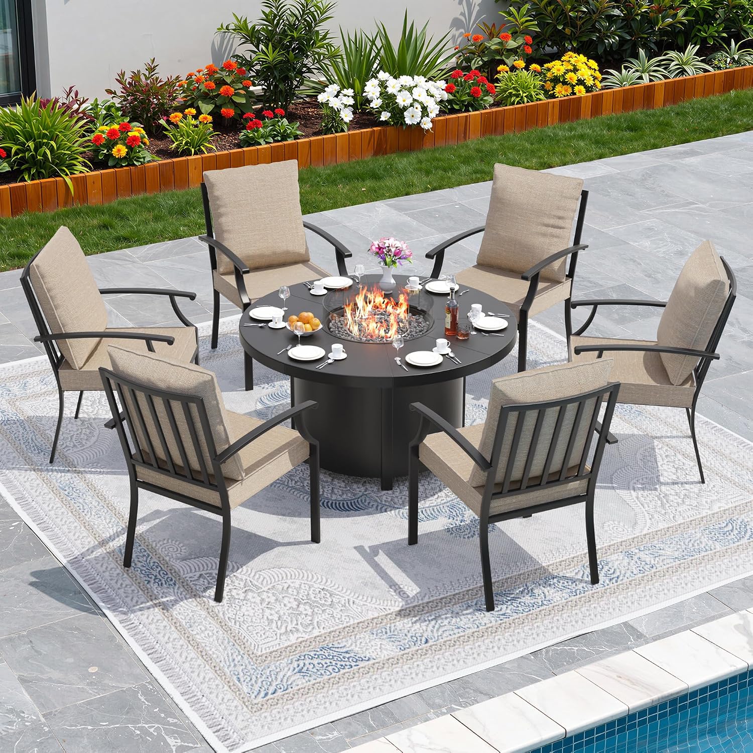 Metal Dış Mekan Veranda Mobily - Outdoor Furniture Fire Pit Set incelemesi ve fiyatı