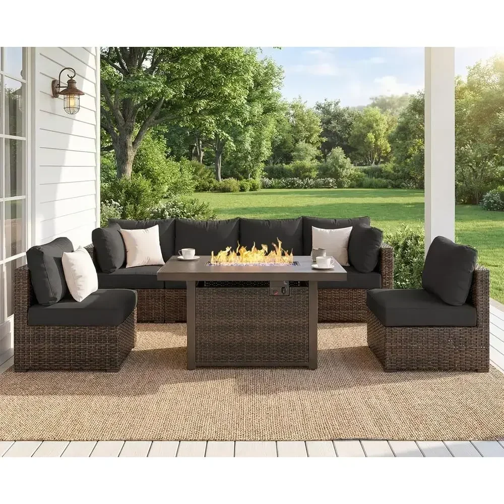 7 Parçalı Dış Mekan Veranda Mo - Outdoor Furniture Fire Pit Set incelemesi ve fiyatı