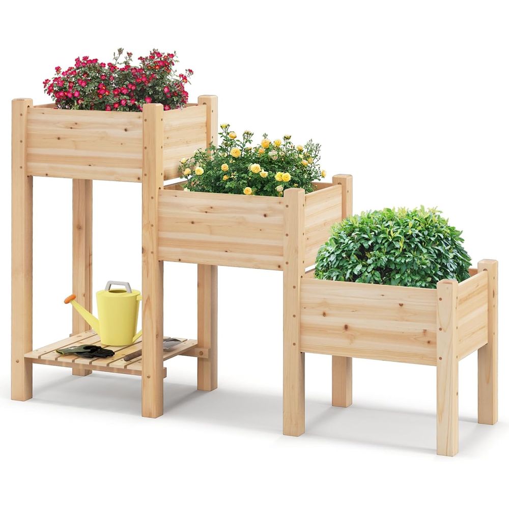 3 Katlı Ahşap Yükseltilmiş Bah - Garden Storage Box incelemesi ve fiyatı